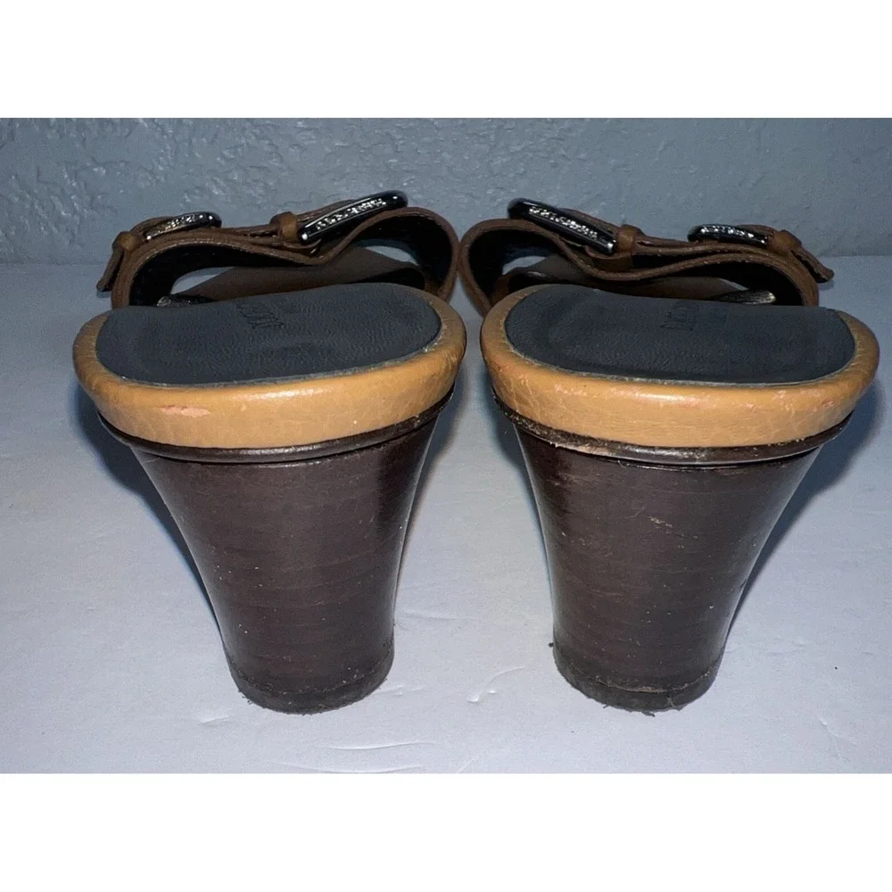 Dolce Gabbana Women Leather Walnut Monk Sandals Mules Size 39 - Picture 6 of 9